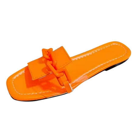 Slippers for Women Women S Fashion Solid Color Buckle Transparent Belt Casual Flat Slippers Womens Slippers Pu Orange 42
Slippers for Women Women S Fashion Solid Color Buckle Transparent Belt Casual Flat Slippers Womens Slippers Pu Orange 42