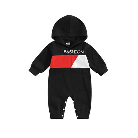 Genuiskids Newborn Infant Baby Boys Jumpsuit Letter Printed Contrast Color Patchwork Long Sleeve Hooded Romper Fall Winter Clothes
Genuiskids Newborn Infant Baby Boys Jumpsuit Letter Printed Contrast Color Patchwork Long Sleeve Hooded Romper Fall Winter Clothes