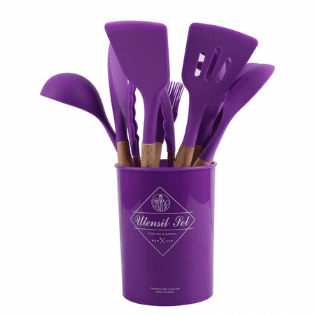 JUSTUP Kitchen Utensils Set 12 Pcs Non-Stick Silicone Cooking Utensils Set With Storage Bucket Sturdy Wooden Handle Heat Resistance Spatula Spoon Kitchen Gadgets Utensils Set,Purple
JUSTUP Kitchen Utensils Set 12 Pcs Non-Stick Silicone Cooking Utensils Set With Storage Bucket Sturdy Wooden Handle Heat Resistance Spatula Spoon Kitchen Gadgets Utensils Set,Purple