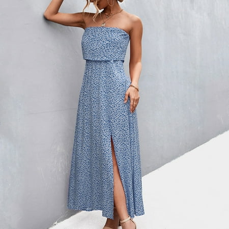Women s Summer Sexy Bralette Floral Print Solid Dress Bralette One Neck Dress