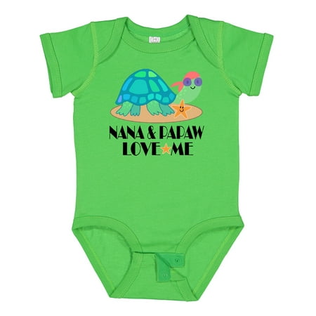 Inktastic Nana and Papaw Love Me Grandchild Turtle Gift Baby Boy or Baby Girl Bodysuit