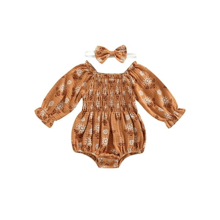 Gwiyeopda Infant Baby Girls Romper Floral Print Boat-Neck Long Sleeve Casual Bodysuits with Headband
Gwiyeopda Infant Baby Girls Romper Floral Print Boat-Neck Long Sleeve Casual Bodysuits with Headband
