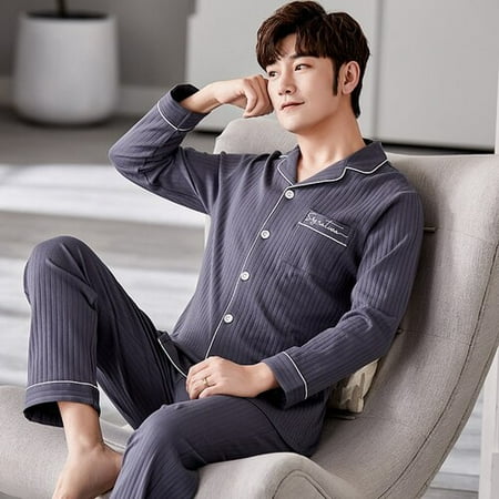 DanceeMangoo Autumn Winter Men Sleepwear Set Long Sleeve Male Pajama Set Father Pure Full Cotton Pajamas for Men Underwear Clothes Home Wear
DanceeMangoo Autumn Winter Men Sleepwear Set Long Sleeve Male Pajama Set Father Pure Full Cotton Pajamas for Men Underwear Clothes Home Wear