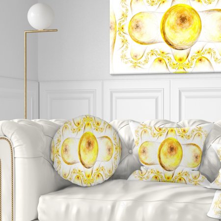 DESIGN ART Designart 'Yellow Exotic Pattern on White' Abstract Throw Pillow