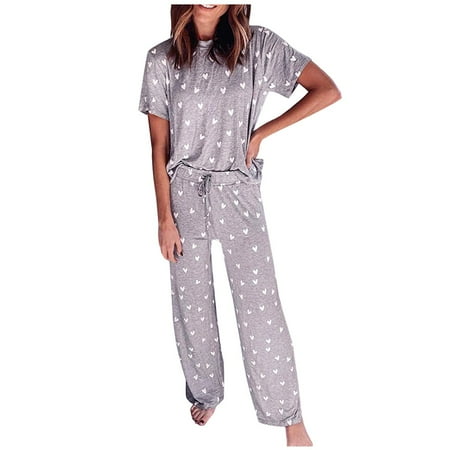 Spftem Women Printed Sleepwear Round Neck Short Sleeve Tops with Long Pants Pajama Set
Spftem Women Printed Sleepwear Round Neck Short Sleeve Tops with Long Pants Pajama Set