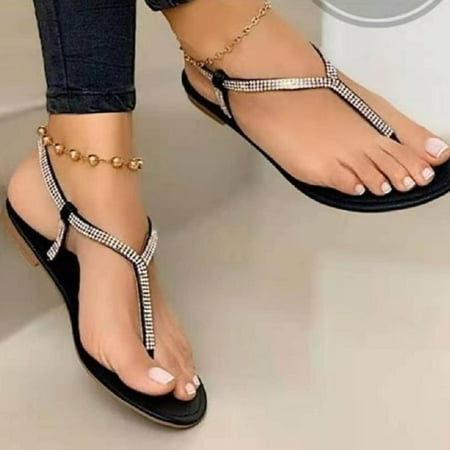 BRISEZZS Womens Flat Sandals- Casual Open Toe Clip-Toe Plus Summer Sandals #235 Black