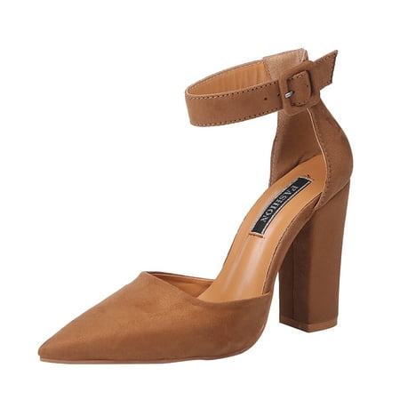 Ykohkofe Women s Fashion Solid Color Block Heel High Heels Pointed Toe Buckle Sandals Brown 8
Ykohkofe Women s Fashion Solid Color Block Heel High Heels Pointed Toe Buckle Sandals Brown 8