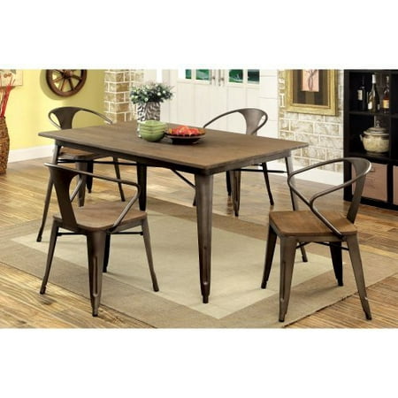 Furniture of America Olmsted 5 Piece Metal Framed Dining Table Set