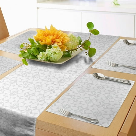 Geometric Table Runner & Placemats Soft Greyscale Geometrical Forms Bicolored and Faded Style in Muted Tones Set for Dining Table Placemat 4 pcs + Runner 16 x72 Pale Grey White by Ambesonne
Geometric Table Runner & Placemats Soft Greyscale Geometrical Forms Bicolored and Faded Style in Muted Tones Set for Dining Table Placemat 4 pcs + Runner 16 x72 Pale Grey White by Ambesonne