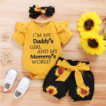 Zukuco Newborn Baby Girl Outfit Little Miss Ruffle Romper Tops Floral Shorts Baby Clothes Yellow 0-3 Months
Zukuco Newborn Baby Girl Outfit Little Miss Ruffle Romper Tops Floral Shorts Baby Clothes Yellow 0-3 Months