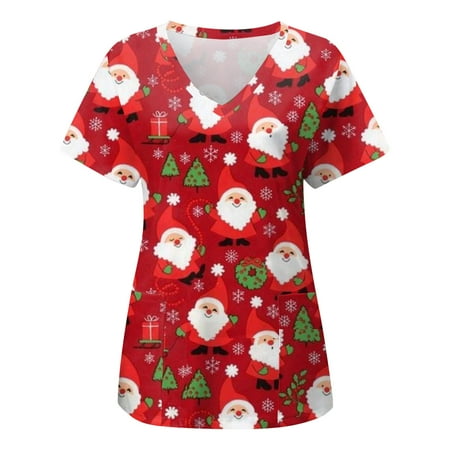 Women s Holiday Scrub Tops Christmas Santa Short Sleeve V Neck Printed Top Nurses Working T Shirts Blouse With Pockets
Women s Holiday Scrub Tops Christmas Santa Short Sleeve V Neck Printed Top Nurses Working T Shirts Blouse With Pockets