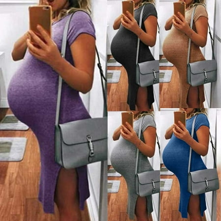 Tejiojio Maternity/Labor/Nursing Clothing Clearance Pregnant Women Clothes Sexy Short Sleeve Round Neck Middle Long Split Skirt Solid Color Knitted Maternity Dress
Tejiojio Maternity/Labor/Nursing Clothing Clearance Pregnant Women Clothes Sexy Short Sleeve Round Neck Middle Long Split Skirt Solid Color Knitted Maternity Dress