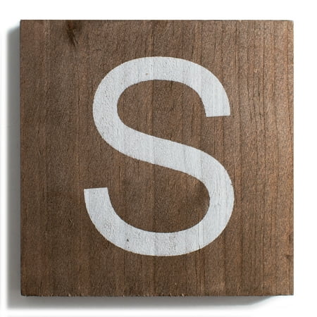 Stiles Crossword Letter Tiles Wooden Wall Decor 3.5 Inch Walnut Letter S