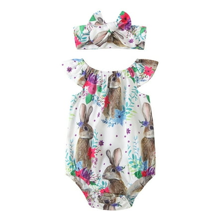 Newest Easter Rabbit Print Clothes Set Baby Girls Flying Sleeve Round Collar Jumpsuit with Buttons + Headband 0-24Months
Newest Easter Rabbit Print Clothes Set Baby Girls Flying Sleeve Round Collar Jumpsuit with Buttons + Headband 0-24Months