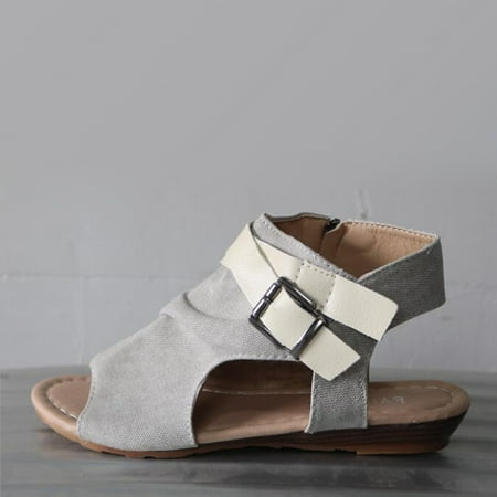 Rewenti Summer New Solid Color Roman Shoes Women s Daily Casual Sandals Women s Shoes Summer Women Sandals Clearance Beige 6.5(38)