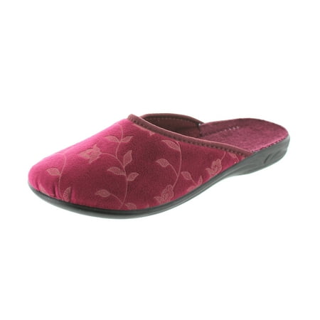 SC Home Collection Womens Closed Toe Flower Design Slippers Burgundy 39