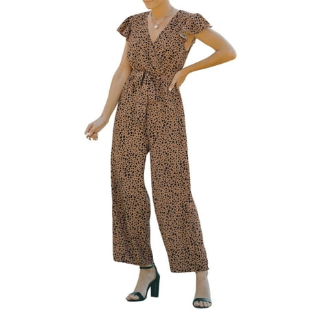 Bagilaanoe Women Floral Chiffon Jumpsuit Short Sleeve Deep V Neck Wide Leg Overalls Summer Casual Beach Rompers 
Bagilaanoe Women Floral Chiffon Jumpsuit Short Sleeve Deep V Neck Wide Leg Overalls Summer Casual Beach Rompers