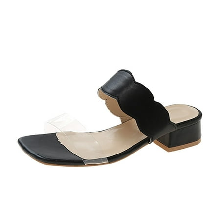 sandals for Women Fashion Summer Women Sandals Thick Heel Middle Heel Transparent Strap Open Toe Casual Solid Color PU Dress Sandals for Women Black
sandals for Women Fashion Summer Women Sandals Thick Heel Middle Heel Transparent Strap Open Toe Casual Solid Color PU Dress Sandals for Women Black