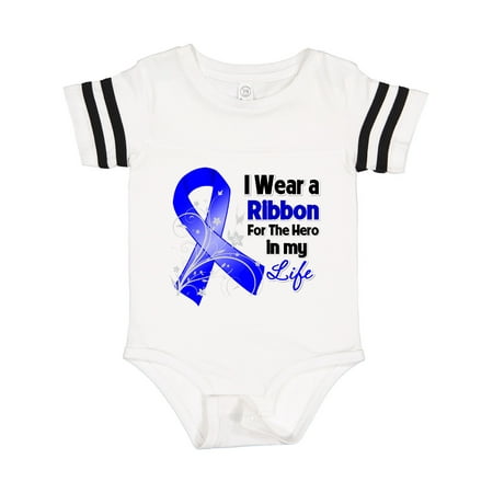 Inktastic Colon Cancer Ribbon Hero in My Life Gift Baby Boy or Baby Girl Bodysuit