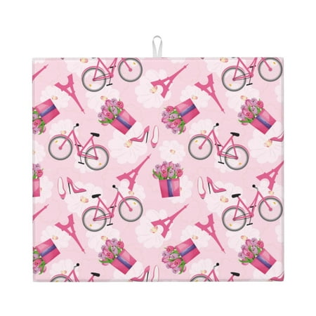 Dish Drying Mats for Kitchen Counter pink bike Romantic 16x18in Dish Drying Pad Coffee Mat with Hanging Loop Super absorbent Kitchen Counter Mat Coffee Bar Accessories
Dish Drying Mats for Kitchen Counter pink bike Romantic 16x18in Dish Drying Pad Coffee Mat with Hanging Loop Super absorbent Kitchen Counter Mat Coffee Bar Accessories