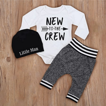 Esho Newborn Baby Boys Little Man Clothes Infant Letter Printed Romper Bodysuit + Pants + Cap 3Pcs Outfits Set 0-18 Months
Esho Newborn Baby Boys Little Man Clothes Infant Letter Printed Romper Bodysuit + Pants + Cap 3Pcs Outfits Set 0-18 Months