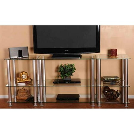 Glass and Aluminum LCD/Plasma TV Stand - 75 inch Width - 0