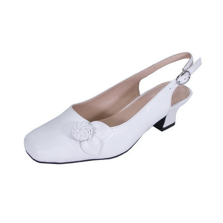 PEERAGE Cheryl Women Extra Wide Width Dress Slingback WHITE 10