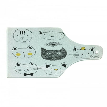 Cat Cutting Board Cats Moustache Bow Tie Hat Crown Fluffy and Fish Humor Faces Graphic Decorative Tempered Glass Cutting and Serving Board Wine Bottle Shape Yellow Grey by Ambesonne
Cat Cutting Board Cats Moustache Bow Tie Hat Crown Fluffy and Fish Humor Faces Graphic Decorative Tempered Glass Cutting and Serving Board Wine Bottle Shape Yellow Grey by Ambesonne