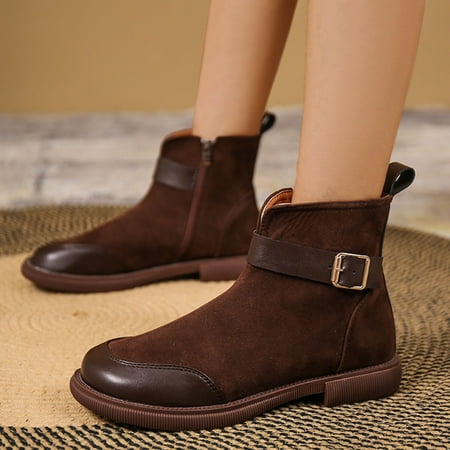 ERTUTUYI Women s Shoes Fashion Round Toe Chunky Heel Belt Buckle Side Zipper Suede Ladies Ankle Boots Brown 39
ERTUTUYI Women s Shoes Fashion Round Toe Chunky Heel Belt Buckle Side Zipper Suede Ladies Ankle Boots Brown 39