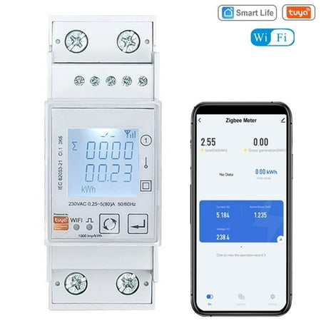GLFSIL Tuya WiFi Bidirectional Energy Meter Single Phase 80A kWh