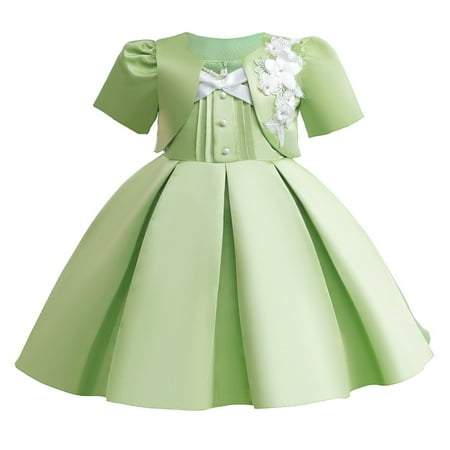 Girl Sleeveless Dress Girl Top Dress Two-piece Set Short Jacket Pleated Dress Set Girls Wedding Party Bridesmaid Dress Green 2 Years
Girl Sleeveless Dress Girl Top Dress Two-piece Set Short Jacket Pleated Dress Set Girls Wedding Party Bridesmaid Dress Green 2 Years
