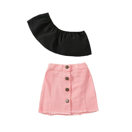 Arvbitana 1-6 Years Toddler Girl Summer Clothes Sleeveless Strapless Slanted Collar Tops Button Edge Skirts Outfits Set 2Pcs
Arvbitana 1-6 Years Toddler Girl Summer Clothes Sleeveless Strapless Slanted Collar Tops Button Edge Skirts Outfits Set 2Pcs