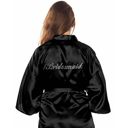 Satin Kimono Rhinestone Bridesmaid Robe