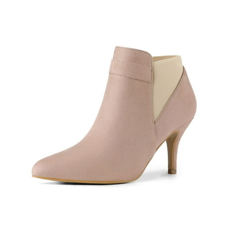 Allegra K Women s Pointed Toe Stiletto Heels Chelsea Ankle Booties