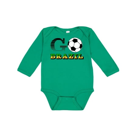Inktastic Go Brazil- Soccer Football Gift Baby Boy or Baby Girl Long Sleeve Bodysuit