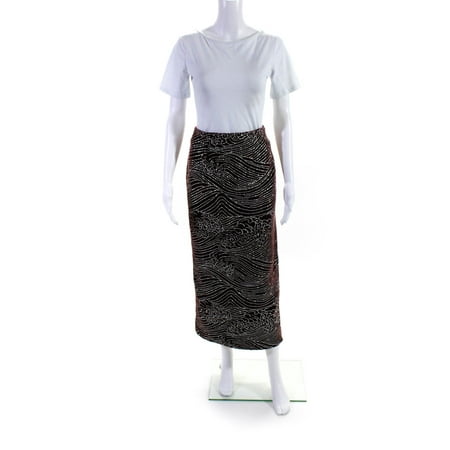Sandra Mansour Womens Cloud Glittered Velvet Midi Skirt Burgundy Size 38