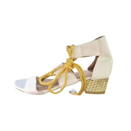 Sentuca Women s Solid Low Heel Fish Mouth Ankle Strap Hemp Rope Lace Up Sandals Shoes
Sentuca Women s Solid Low Heel Fish Mouth Ankle Strap Hemp Rope Lace Up Sandals Shoes