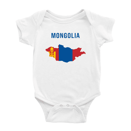 Mongolia Map Flag Cute Baby One-pieces (White 12-18 Months)