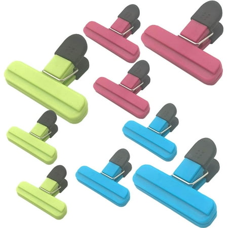 9Pack Large Chip Bag Clips - Assorted Sizes Food Bag Clips Plastic Heavy Seal Grip