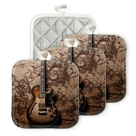 Bahomeck Pot Holder 4Pcs Brown Electric Guitar Leaning Against Intricately Patterned Wall Square Heat Resistant Hot Pads For Kitchen Cooking Oven With Hanging Loop Potholder Easy To Store
Bahomeck Pot Holder 4Pcs Brown Electric Guitar Leaning Against Intricately Patterned Wall Square Heat Resistant Hot Pads For Kitchen Cooking Oven With Hanging Loop Potholder Easy To Store