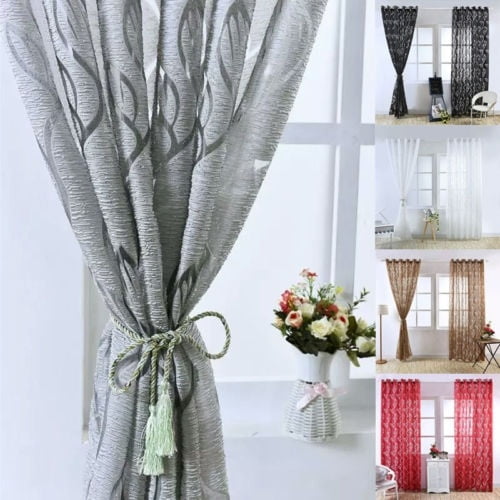 Floral Tulle Voile Door Window Curtain Drape Panel Sheer Scarf Valance DB