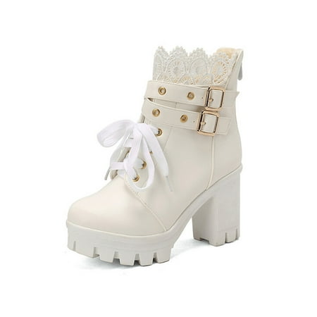 Gomelly Women Casual Platform Boots Anti Slip Round Toe Shoes Party Wedding Comfortable Tie Up Chunky Heeled Boot White Style A 5
Gomelly Women Casual Platform Boots Anti Slip Round Toe Shoes Party Wedding Comfortable Tie Up Chunky Heeled Boot White Style A 5
