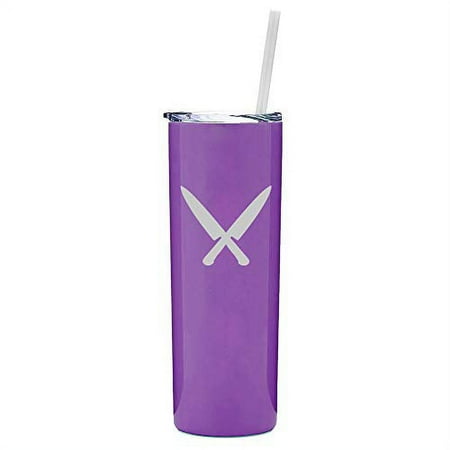 20 oz Skinny Tall Tumbler Stainless Steel Vacuum Insulated Travel Mug With Straw Chef Knife (Purple)
20 oz Skinny Tall Tumbler Stainless Steel Vacuum Insulated Travel Mug With Straw Chef Knife (Purple)
