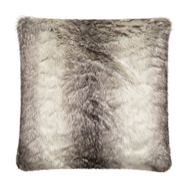 Better Homes & Gardens Feather Filled Faux Fur Ombre Decorative Throw Pillow, 20"x 20"