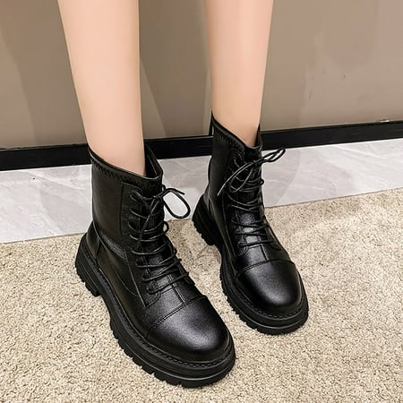 Cathalem Women Boots Wide Fashion Women Artificial Leather Solid Color Autumn Thick Sole Square Heels Lace Up Short Booties Round Shoes Black 8
Cathalem Women Boots Wide Fashion Women Artificial Leather Solid Color Autumn Thick Sole Square Heels Lace Up Short Booties Round Shoes Black 8