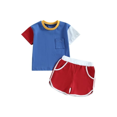 Newborn Kids Baby Boys Outfits Summer Contrast Color Short Sleeve T-shirt Tops Elastic Shorts Clothes Set Blue 0-6 Months
Newborn Kids Baby Boys Outfits Summer Contrast Color Short Sleeve T-shirt Tops Elastic Shorts Clothes Set Blue 0-6 Months