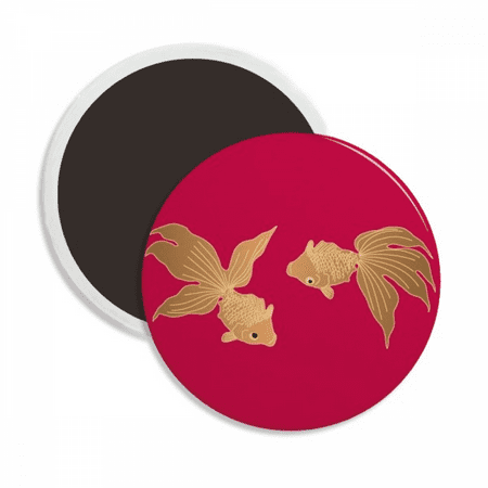 Painting Japanese Culture Fish Round Ceracs Fridge Magnet Keepsake Decoration