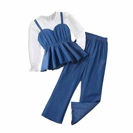Bjutir Toddler Girls Outfit Set Long Sleeve Fashion Top Solid Color Casual Loose Wide Leg Pants Suit Blue 5-6 Years
Bjutir Toddler Girls Outfit Set Long Sleeve Fashion Top Solid Color Casual Loose Wide Leg Pants Suit Blue 5-6 Years
