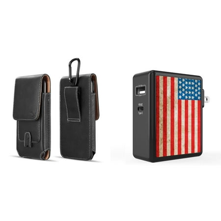 Holster and Wall Charger Bundle for Nokia C200: Vertical Magnetic Belt Pouch Case (Black) and 45W 2 Port (Power Delivery USB-C USB-A) Power Adapter (Vintage American Flag)
Holster and Wall Charger Bundle for Nokia C200: Vertical Magnetic Belt Pouch Case (Black) and 45W 2 Port (Power Delivery USB-C USB-A) Power Adapter (Vintage American Flag)