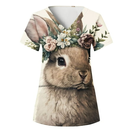 Women Scrubs Top Working Uniform Nurses Clothing Workwear Comfotable Easter Day Printed Short Sleeve V-Neck Streetwear Holiday Cartoon Rabbit Printed Working Tshirts Blouse Tops With Pockets
Women Scrubs Top Working Uniform Nurses Clothing Workwear Comfotable Easter Day Printed Short Sleeve V-Neck Streetwear Holiday Cartoon Rabbit Printed Working Tshirts Blouse Tops With Pockets